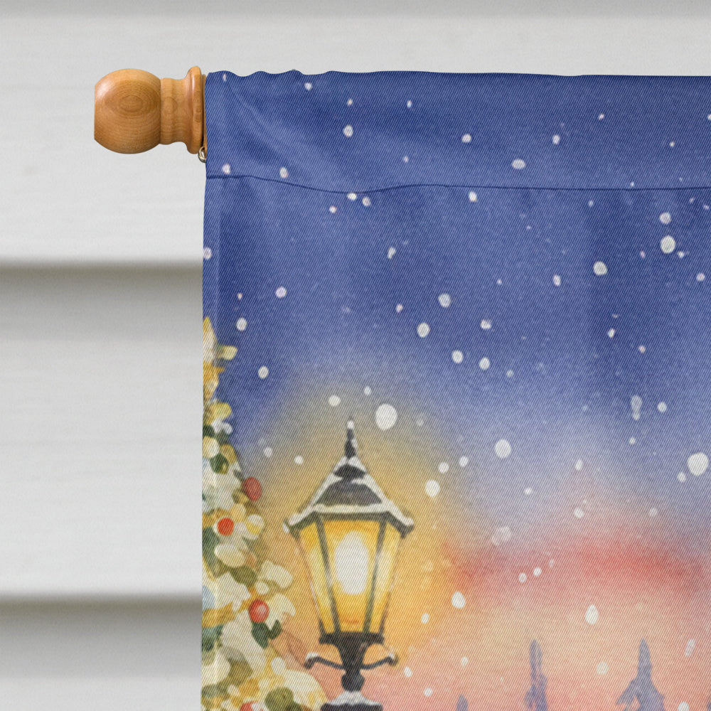 Black and Tan Dachshund with Santa Claus House Flag 28x40 Porch Sleeve Pole Decorative Outside Yard Banner Artwork Wall Hanging, Polyester