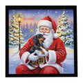 Black and Tan Dachshund with Santa Claus Framed Metal Print Bathroom, Kitchen, Office, Home Decor Wall Art Ready to Hang, Square, 8X8