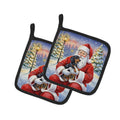 Black and Tan Dachshund with Santa Claus Pot Holder Set of 2 Heat Resistant Quilted Hot Pads 7.5 x 7.5 Inch, Insulated Kitchen Trivets for Cooking & Baking