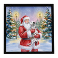 Dalmatian with Santa Claus Framed Metal Print Bathroom, Kitchen, Office, Home Decor Wall Art Ready to Hang, Square, 8X8
