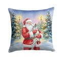Dalmatian with Santa Claus Decorative Throw Pillow 18x18 Indoor Outdoor Accent Cushion, Fabric Cover with Insert for Sofa, Bed, Porch & Living Room
