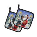 Doberman Pinscher with Santa Claus Pot Holder Set of 2 Heat Resistant Quilted Hot Pads 7.5 x 7.5 Inch, Insulated Kitchen Trivets for Cooking & Baking