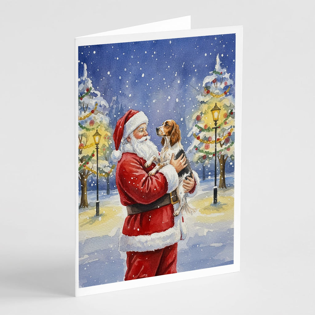 English Setter with Santa Claus Greeting Cards Pack of 8 Blank Cards with Envelopes Whimsical A7 Size 5x7