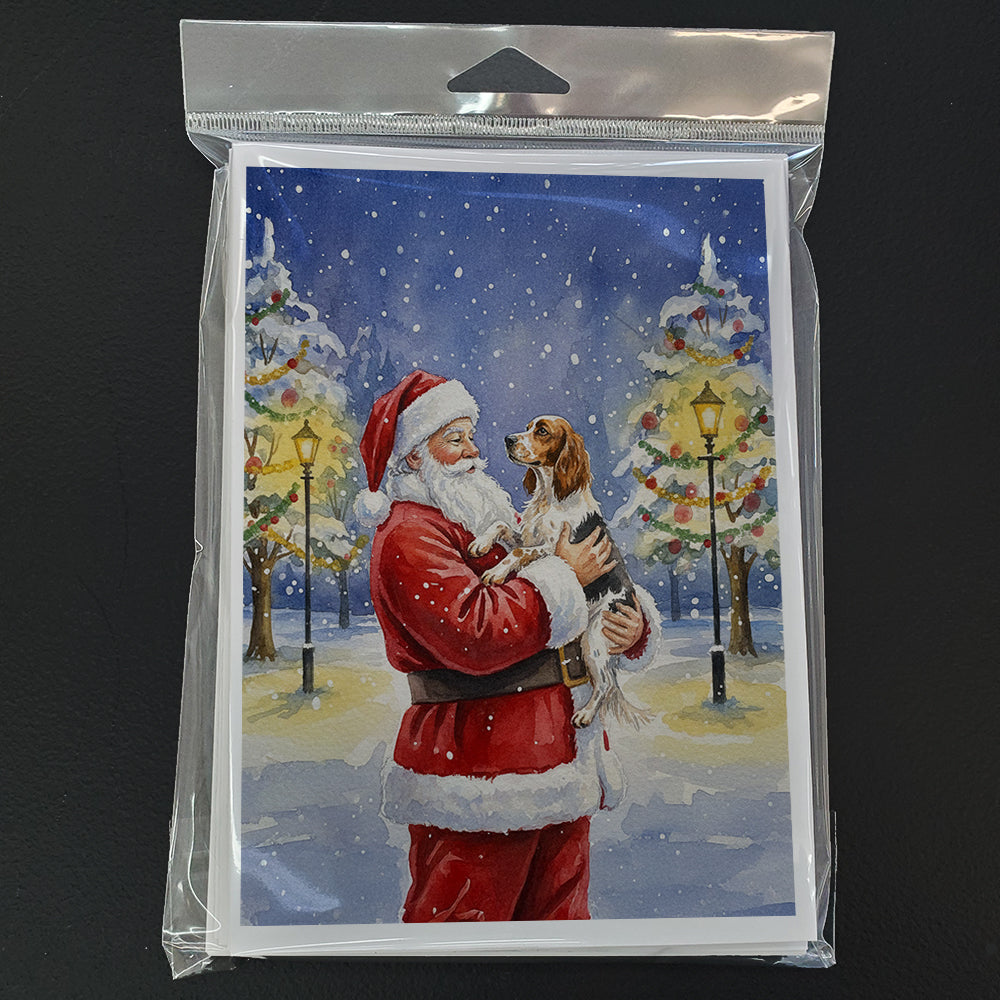 English Setter with Santa Claus Greeting Cards Pack of 8 Blank Cards with Envelopes Whimsical A7 Size 5x7