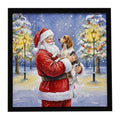 English Setter with Santa Claus Framed Metal Print Bathroom, Kitchen, Office, Home Decor Wall Art Ready to Hang, Square, 8X8