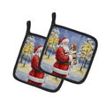 English Setter with Santa Claus Pot Holder Set of 2 Heat Resistant Quilted Hot Pads 7.5 x 7.5 Inch, Insulated Kitchen Trivets for Cooking & Baking
