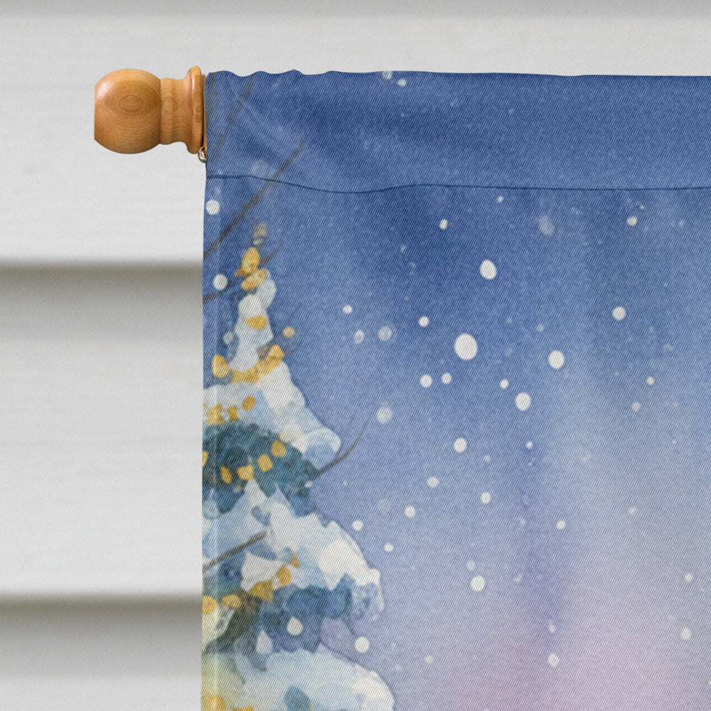French Bulldog with Santa Claus House Flag 28x40 Porch Sleeve Pole Decorative Outside Yard Banner Artwork Wall Hanging, Polyester