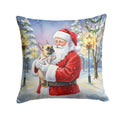 French Bulldog with Santa Claus Decorative Throw Pillow 18x18 Indoor Outdoor Accent Cushion, Fabric Cover with Insert for Sofa, Bed, Porch & Living Room