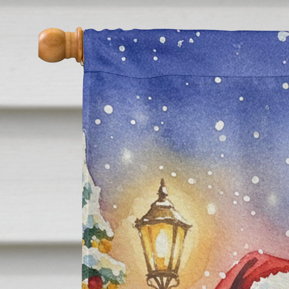 German Shepherd with Santa Claus House Flag 28x40 Porch Sleeve Pole Decorative Outside Yard Banner Artwork Wall Hanging, Polyester