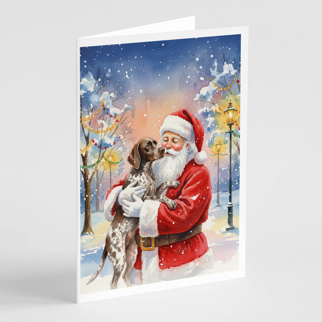 German Shorthaired Pointer with Santa Claus Greeting Cards Pack of 8 Blank Cards with Envelopes Whimsical A7 Size 5x7