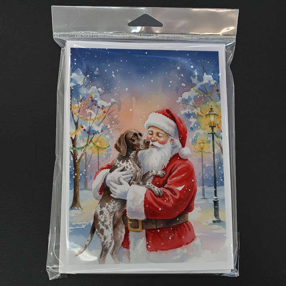 German Shorthaired Pointer with Santa Claus Greeting Cards Pack of 8 Blank Cards with Envelopes Whimsical A7 Size 5x7