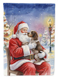 German Wirehaired Pointer with Santa Claus House Flag 28x40 Porch Sleeve Pole Decorative Outside Yard Banner Artwork Wall Hanging, Polyester