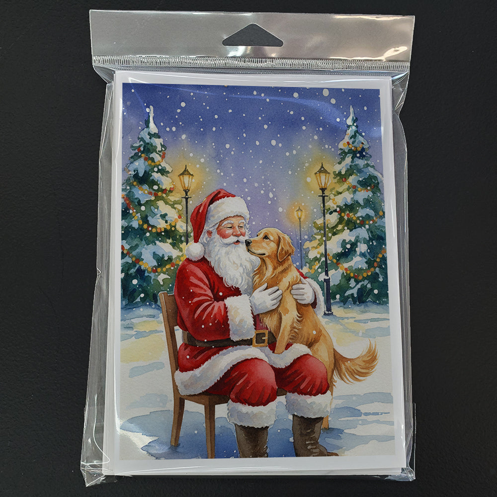 Golden Retriever with Santa Claus Greeting Cards Pack of 8 Blank Cards with Envelopes Whimsical A7 Size 5x7