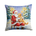 Golden Retriever with Santa Claus Decorative Throw Pillow 14x14 Indoor Outdoor Accent Cushion, Fabric Cover with Insert for Sofa, Bed, Porch & Living Room