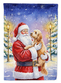 Goldendoodle with Santa Claus House Flag 28x40 Porch Sleeve Pole Decorative Outside Yard Banner Artwork Wall Hanging, Polyester