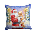 Goldendoodle with Santa Claus Decorative Throw Pillow 14x14 Indoor Outdoor Accent Cushion, Fabric Cover with Insert for Sofa, Bed, Porch & Living Room