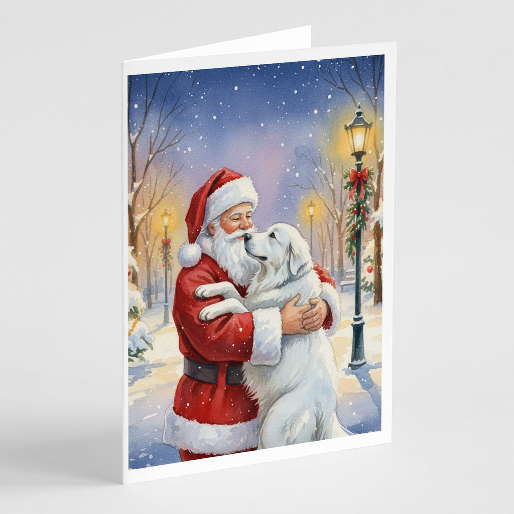 Great Pyrenees with Santa Claus Greeting Cards Pack of 8 Blank Cards with Envelopes Whimsical A7 Size 5x7