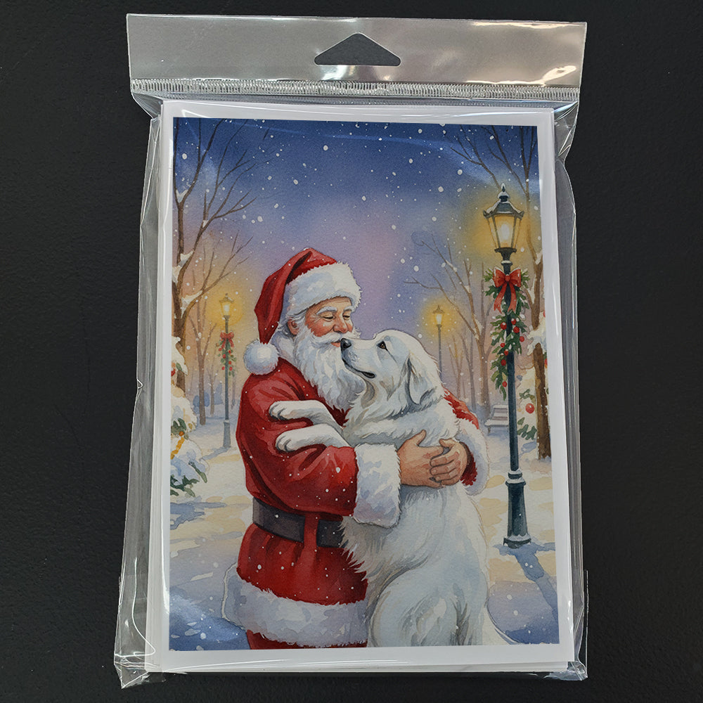 Great Pyrenees with Santa Claus Greeting Cards Pack of 8 Blank Cards with Envelopes Whimsical A7 Size 5x7