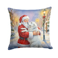 Great Pyrenees with Santa Claus Decorative Throw Pillow 14x14 Indoor Outdoor Accent Cushion, Fabric Cover with Insert for Sofa, Bed, Porch & Living Room