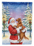 Irish Setter with Santa Claus House Flag 28x40 Porch Sleeve Pole Decorative Outside Yard Banner Artwork Wall Hanging, Polyester