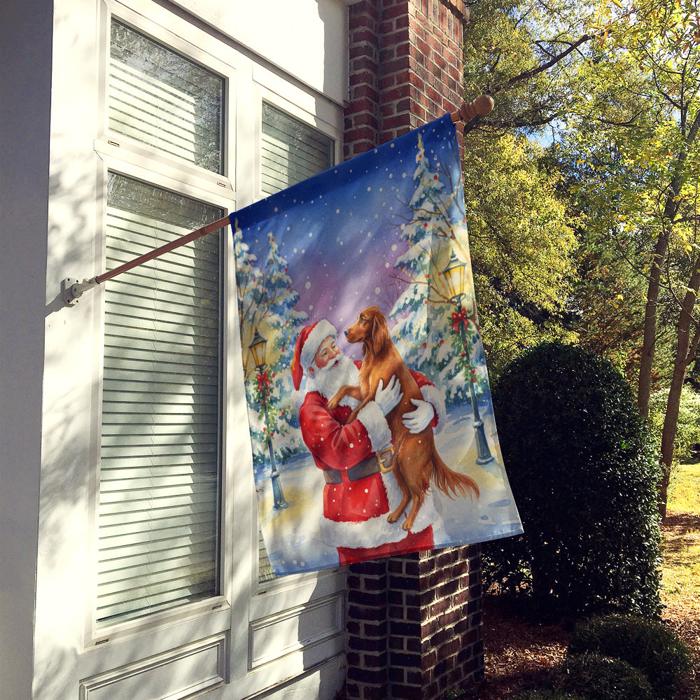 Irish Setter with Santa Claus House Flag 28x40 Porch Sleeve Pole Decorative Outside Yard Banner Artwork Wall Hanging, Polyester