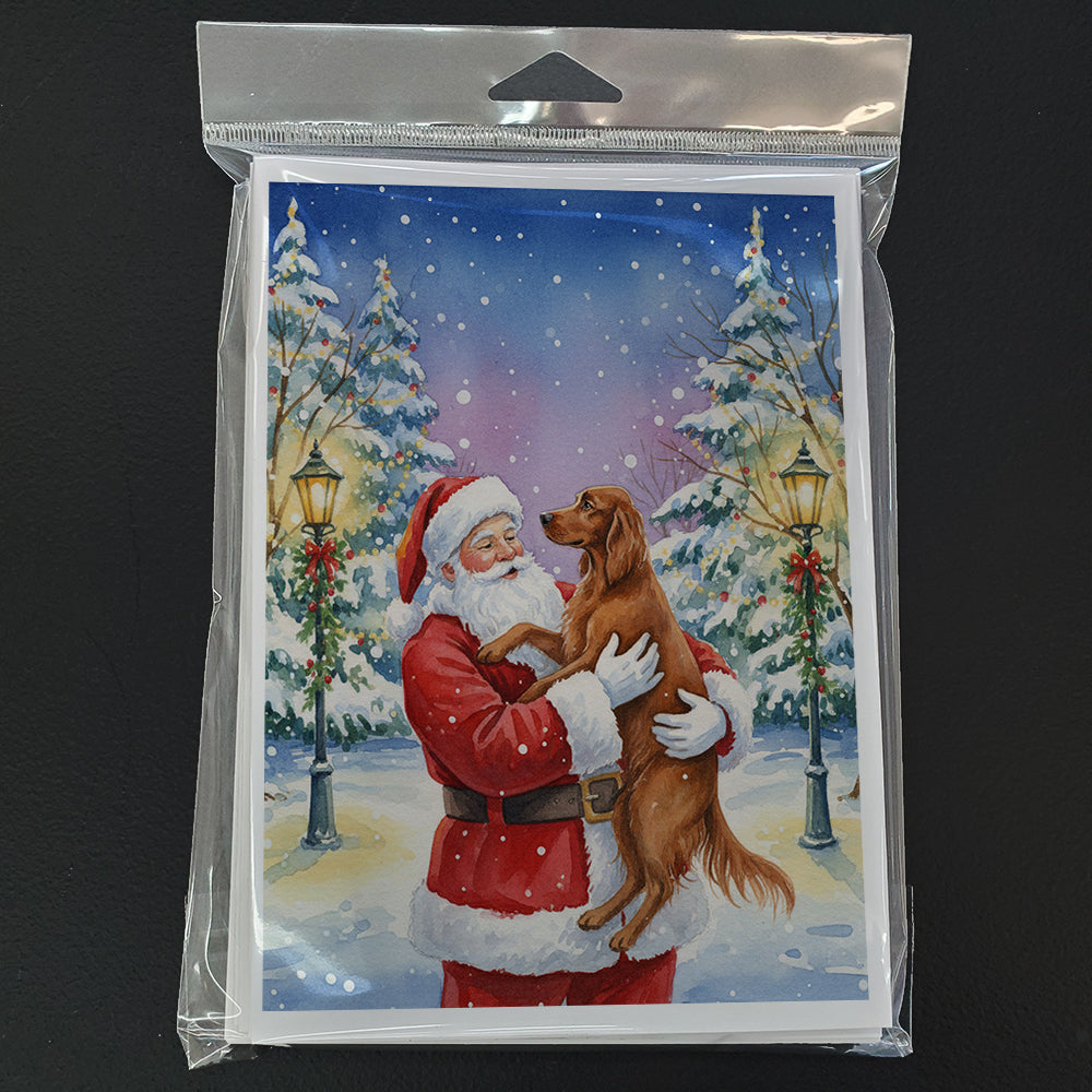 Irish Setter with Santa Claus Greeting Cards Pack of 8 Blank Cards with Envelopes Whimsical A7 Size 5x7