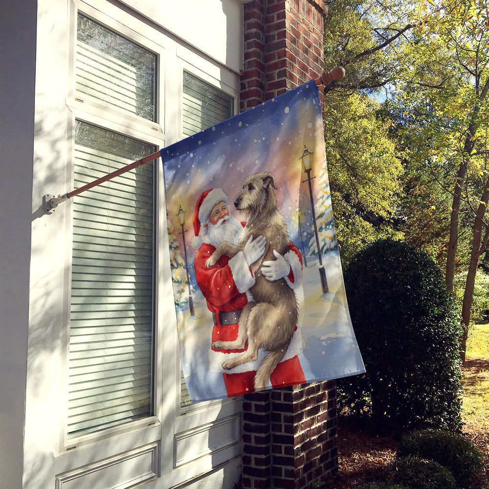 Irish Wolfhound with Santa Claus House Flag 28x40 Porch Sleeve Pole Decorative Outside Yard Banner Artwork Wall Hanging, Polyester