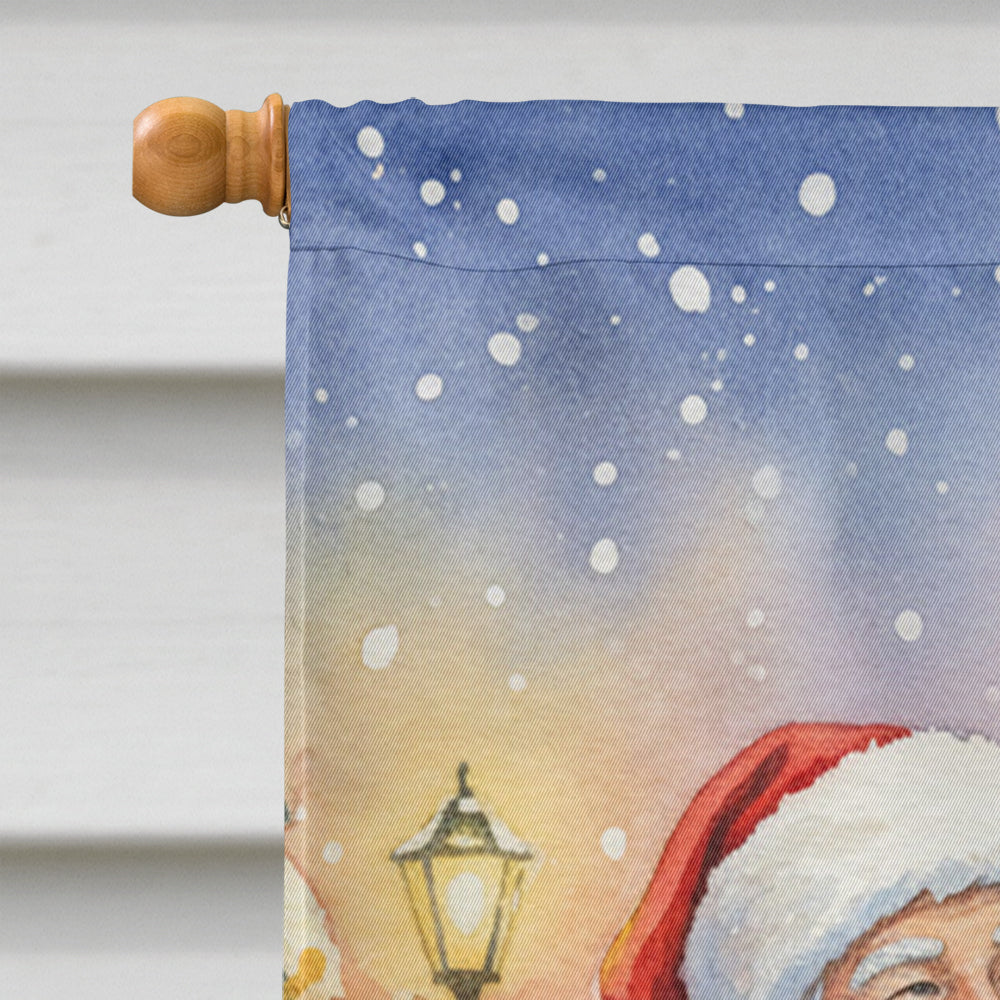 Irish Wolfhound with Santa Claus House Flag 28x40 Porch Sleeve Pole Decorative Outside Yard Banner Artwork Wall Hanging, Polyester