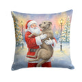 Irish Wolfhound with Santa Claus Decorative Throw Pillow 14x14 Indoor Outdoor Accent Cushion, Fabric Cover with Insert for Sofa, Bed, Porch & Living Room