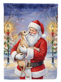 Italian Greyhound with Santa Claus House Flag 28x40 Porch Sleeve Pole Decorative Outside Yard Banner Artwork Wall Hanging, Polyester