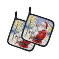 Jack Russell Terrier with Santa Claus Pot Holder Set of 2 Heat Resistant Quilted Hot Pads 7.5 x 7.5 Inch, Insulated Kitchen Trivets for Cooking & Baking