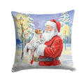 Jack Russell Terrier with Santa Claus Decorative Throw Pillow 18x18 Indoor Outdoor Accent Cushion, Fabric Cover with Insert for Sofa, Bed, Porch & Living Room