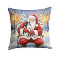 Japanese Chin with Santa Claus Decorative Throw Pillow 14x14 Indoor Outdoor Accent Cushion, Fabric Cover with Insert for Sofa, Bed, Porch & Living Room
