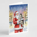 Keeshond with Santa Claus Greeting Cards Pack of 8 Blank Cards with Envelopes Whimsical A7 Size 5x7