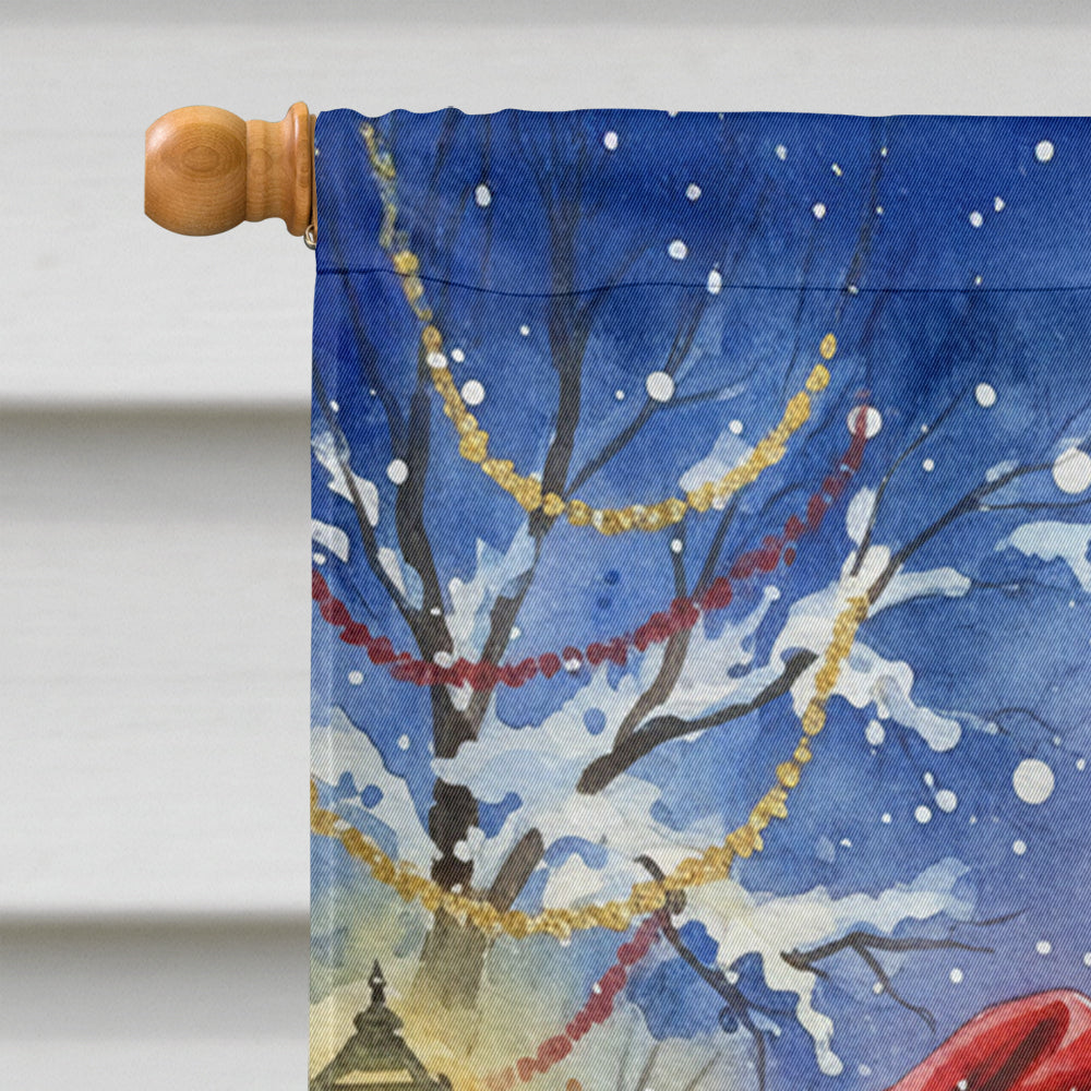 Chocolate Labradoodle with Santa Claus House Flag 28x40 Porch Sleeve Pole Decorative Outside Yard Banner Artwork Wall Hanging, Polyester