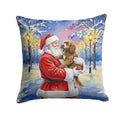 Chocolate Labradoodle with Santa Claus Decorative Throw Pillow 14x14 Indoor Outdoor Accent Cushion, Fabric Cover with Insert for Sofa, Bed, Porch & Living Room