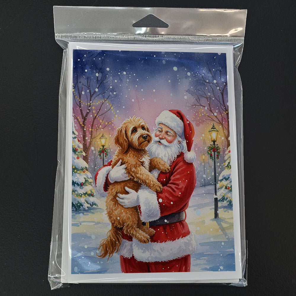Labradoodle with Santa Claus Greeting Cards Pack of 8 Blank Cards with Envelopes Whimsical A7 Size 5x7