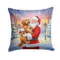 Labradoodle with Santa Claus Decorative Throw Pillow 14x14 Indoor Outdoor Accent Cushion, Fabric Cover with Insert for Sofa, Bed, Porch & Living Room