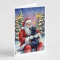 Black Labrador Retriever with Santa Claus Greeting Cards Pack of 8 Blank Cards with Envelopes Whimsical A7 Size 5x7
