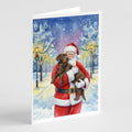 Chocolate Labrador Retriever with Santa Claus Greeting Cards Pack of 8 Blank Cards with Envelopes Whimsical A7 Size 5x7