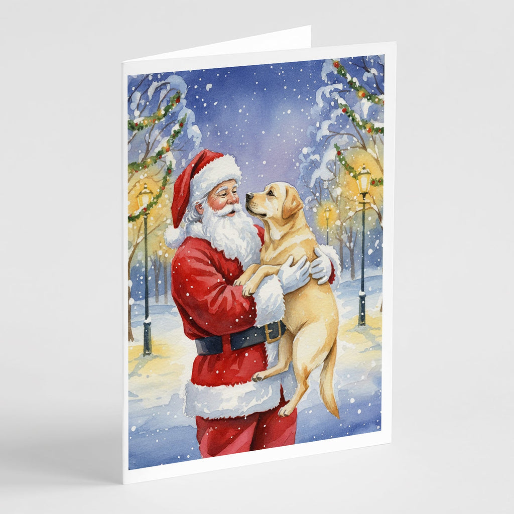 Yellow Labrador Retriever with Santa Claus Greeting Cards Pack of 8 Blank Cards with Envelopes Whimsical A7 Size 5x7