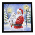 Maltese with Santa Claus Framed Metal Print Bathroom, Kitchen, Office, Home Decor Wall Art Ready to Hang, Square, 8X8