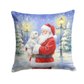 Maltese with Santa Claus Decorative Throw Pillow 14x14 Indoor Outdoor Accent Cushion, Fabric Cover with Insert for Sofa, Bed, Porch & Living Room
