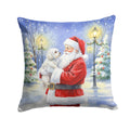 Maltese with Santa Claus Decorative Throw Pillow 18x18 Indoor Outdoor Accent Cushion, Fabric Cover with Insert for Sofa, Bed, Porch & Living Room