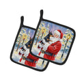 Manchester Terrier with Santa Claus Pot Holder Set of 2 Heat Resistant Quilted Hot Pads 7.5 x 7.5 Inch, Insulated Kitchen Trivets for Cooking & Baking