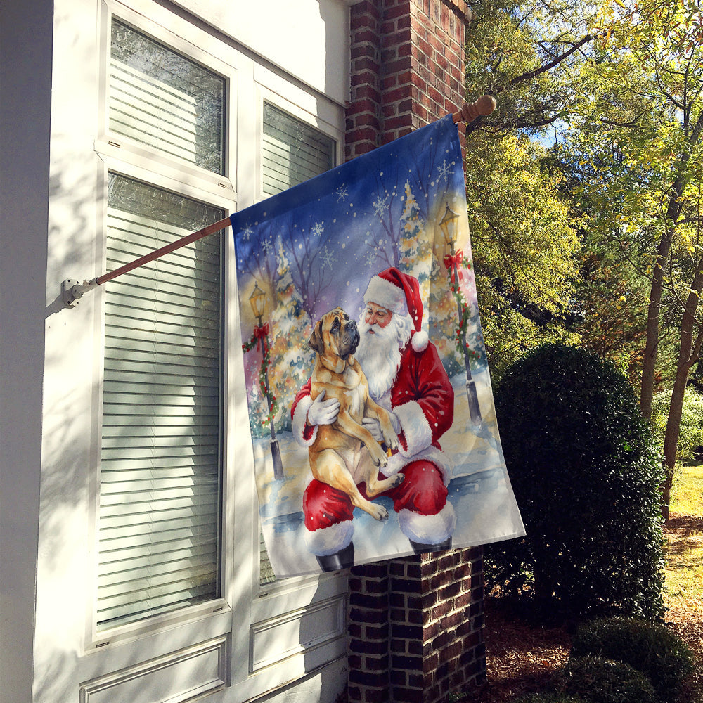 Mastiff with Santa Claus House Flag 28x40 Porch Sleeve Pole Decorative Outside Yard Banner Artwork Wall Hanging, Polyester
