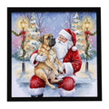 Mastiff with Santa Claus Framed Metal Print Bathroom, Kitchen, Office, Home Decor Wall Art Ready to Hang, Square, 8X8