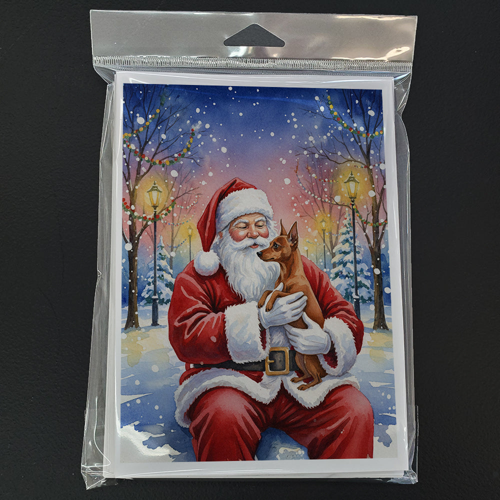 Red Miniature Pinscher with Santa Claus Greeting Cards Pack of 8 Blank Cards with Envelopes Whimsical A7 Size 5x7