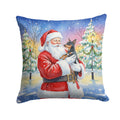 Miniature Pinscher with Santa Claus Decorative Throw Pillow 14x14 Indoor Outdoor Accent Cushion, Fabric Cover with Insert for Sofa, Bed, Porch & Living Room