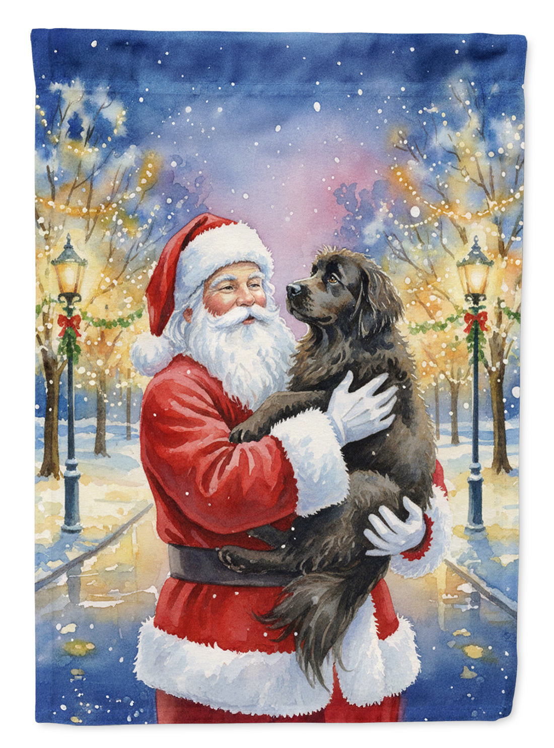 Newfoundland with Santa Claus House Flag 28x40 Porch Sleeve Pole Decorative Outside Yard Banner Artwork Wall Hanging, Polyester